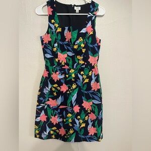 Vibrant, floral basketweave square-neck dress, J Crew Factory, Size 2